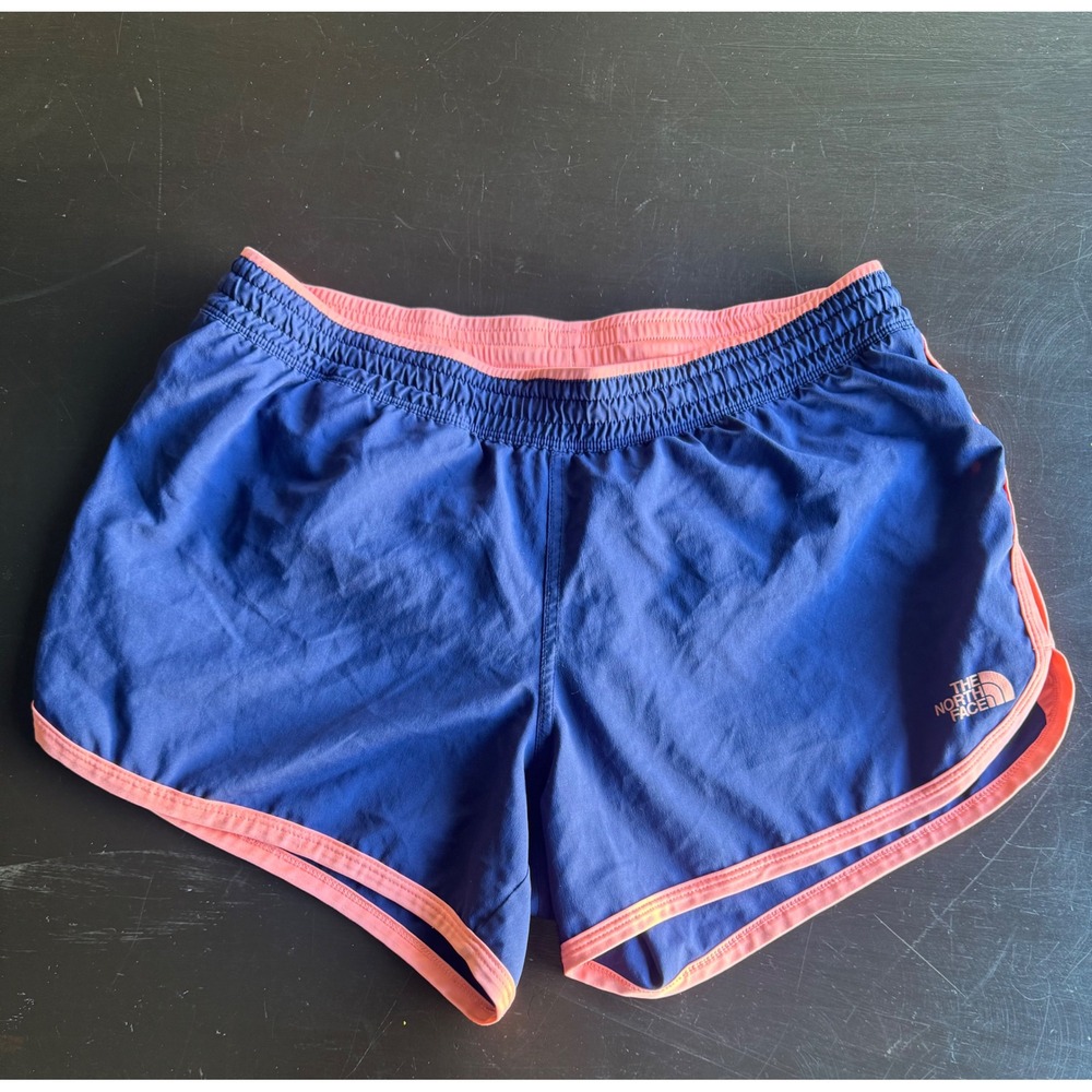 The North Face Womens Navy Blue Coral Running Athletic Shorts Size Medium